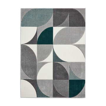 Matrix MT63 Modern Geometric Carved Soft Textured Easy-Care Durable Polypropylene Short Pile Grey/Green/Cream Rug-Think Rugs-Rug Love - The Most Loved Rug Store